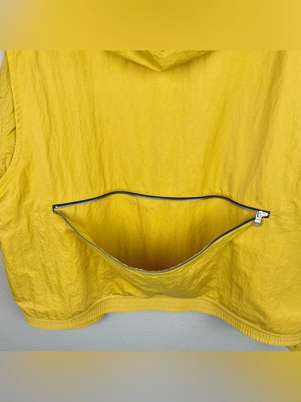 Banana Republic Men's Large Hooded Nylon Oversized Jackets Yellow Full Zip Coat